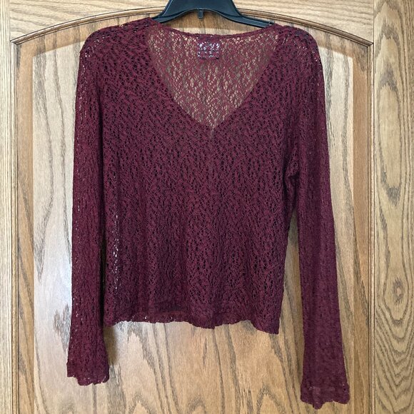 Lacy Overshirt, Dark Burgundy, M size Womens, brand Anxiety Cafe - Picture 2 of 5